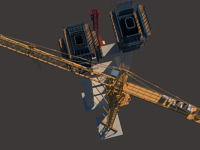 Heavy Duty Industrial Tower Crane Machinery For Construction Site With Long Boom And Steel Structure 3d model