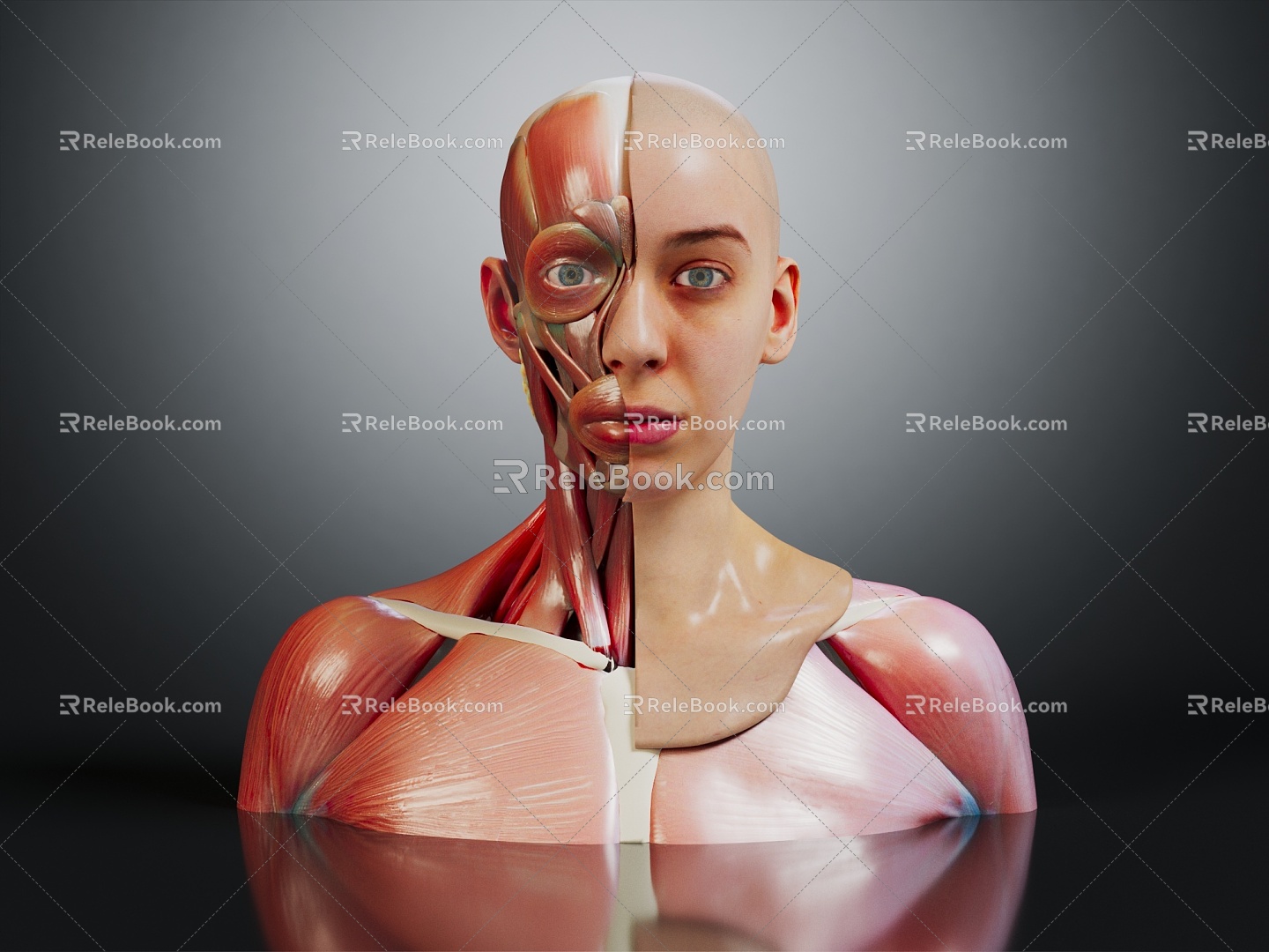 Modern Human Anatomy of Facial Muscles 3d model