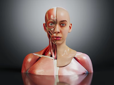 Medical Device Human Anatomy Model With Half Realistic Body And Muscle Structure Visualization 3d model