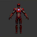 Red Sci Fi Warrior Character With Glowing Chest Core And Armored Suit 3d model