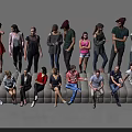 Diverse Group Of People Standing Sitting In Various Casual Attire Poses