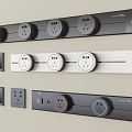 Modern Black And White Switch Panels With Multiple Sockets And Switches 3d model