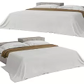 Modern Double Bed with Light Gray Frame White Bedding and Brown Blanket
