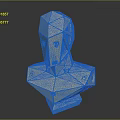 Abstract Metallic Character Sculpture With Polyhedral Geometric Head And Shiny Base