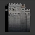 Winding Great Wall Model with Watchtowers and Reflection on Dark Background 3d model