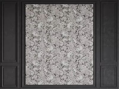 Dark Wooden Wainscoting Framing Decorative Patterned Wall Panel Interior Design 3d model