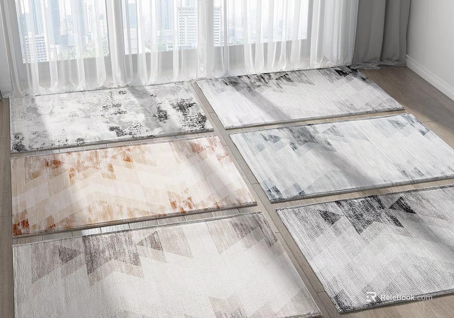 Modern Square Rugs With Geometric Abstract Patterns For Home Interior Decoration 3d model 