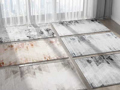 Modern Square Rugs With Geometric Abstract Patterns For Home Interior Decoration 3d model