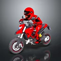 Red Dirt Bike With Rider Wearing Red Helmet And Racing Suit