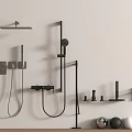 Modern Black Shower System With Wall Mounted Fixed Head Handheld Sprayer And Controls 3d model