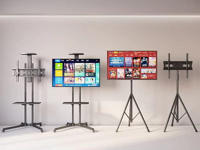 Iron Art Display Stands With Different Structures Holding Screens And Colorful Content 3d model