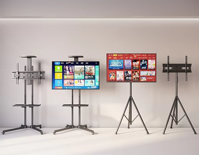 Iron Art Display Stands With Different Structures Holding Screens And Colorful Content 3d model