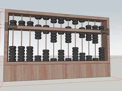 Wooden Abacus Sculpture with Black Beads and Intricate Frame Design 3d model