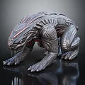 Sci-Fi Reptilian Creature With Armored Body Sharp Claws And Dripping Textures 3d model
