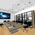 Public Office Space With Open Workstations Ergonomic Chairs Green Plants Wooden Flooring And Natural Light
