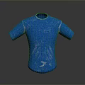 Blue Short Sleeve T shirt With Mesh Fabric And Sporty Logo Design