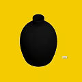 Black Ceramic Vase With Rounded Shape Glossy Finish On Gray Background 3d model