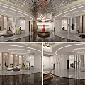 Luxury Modern Interior Design With Marble Floors Chandeliers And Sofa Seating