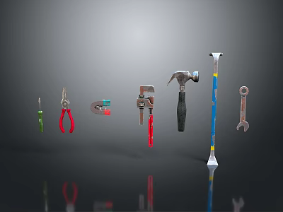 Essential Hand Tools Set Including Hammer Wrench Pliers Screwdriver And Tape Measure 3d model