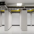 Data Center Interior With Server Racks Metal Frames White Walls Gray Floor And Ceiling Lights 3d model