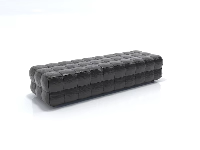Black Leather Rectangular Ottoman With Tufted Design For Modern Living Room 3d model