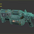 Futuristic Sci Fi Weapon With Detailed Blue Gray Mechanical Design And Illuminated Grip