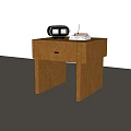 Modern Wooden Bedside Table With Drawer And Alarm Clock On Top