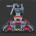 Game Movie Character Mechanical Robotic Figure With Red Blue Green Armor And Detailed Design