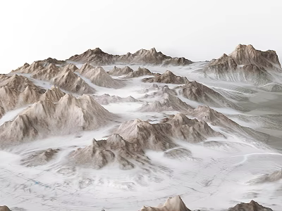 Scenic Natural Mountain Landscape With Snowy Terrain And Rocky Peaks 3d model