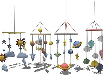 Modern wind chime pendant 3d model