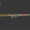 3D Model Rocket Launcher Weapon With Metallic Texture Gold Silver Parts And Black Grip