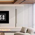 Warm Modern Minimalist Living Room Design With TV Wall Built In Fireplace And Soft Furnishings