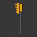 Yellow Traffic Light With Multiple Signal Lamps On Metal Pole Isolated Scene