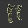 Handcrafted Medieval Armor Greaves As Defensive Weapon With Rustic Metal Plates And Leather Straps