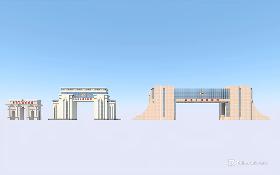 Various Entrance Gate Designs Featuring Classical And Modern Architectural Elements 3d model 