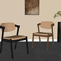 Modern Dining Chairs with Leather Fabric Seats Black Wooden Frames and Armrests