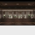 Fine Jade Artifacts Showcased In Display Cabinets With Wall Decorations And Interior Lighting 3d model