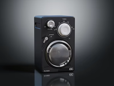Black JVC Portable Electronic Speaker With Control Knobs And Round Grill 3d model