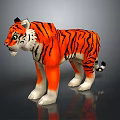 3D Tiger Model In Standing Pose With Orange Black Stripes And White Paws