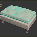 Elegant White Tufted Ottoman With Soft Upholstered Seat And Wooden Legs