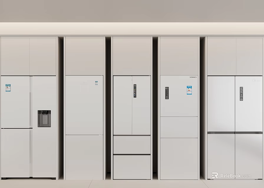 Modern White Storage Cabinets with Multiple Units in Organized Interior Setup 3d model 