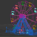 Colorful Ferris Wheel Amusement Park Outdoor Entertainment Ride with Seats and Decorative Lights