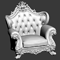 Classic Style Leather Armchair With Ornate Carvings And Wooden Frame