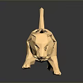 Golden Geometric Leopard Sculpture With Polygonal Design And Dark Background Reflection 3d model