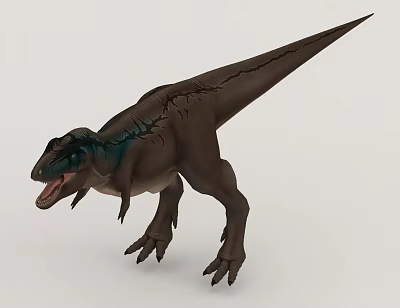 Prehistoric Carnivorous Reptile Dinosaur With Brown Blue Skin Texture Open Mouth Sharp Teeth 3d model