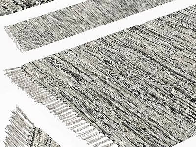 Square Rug Featuring Woven Texture Fringe Detail and Neutral Tones for Modern Home Decor 3d model