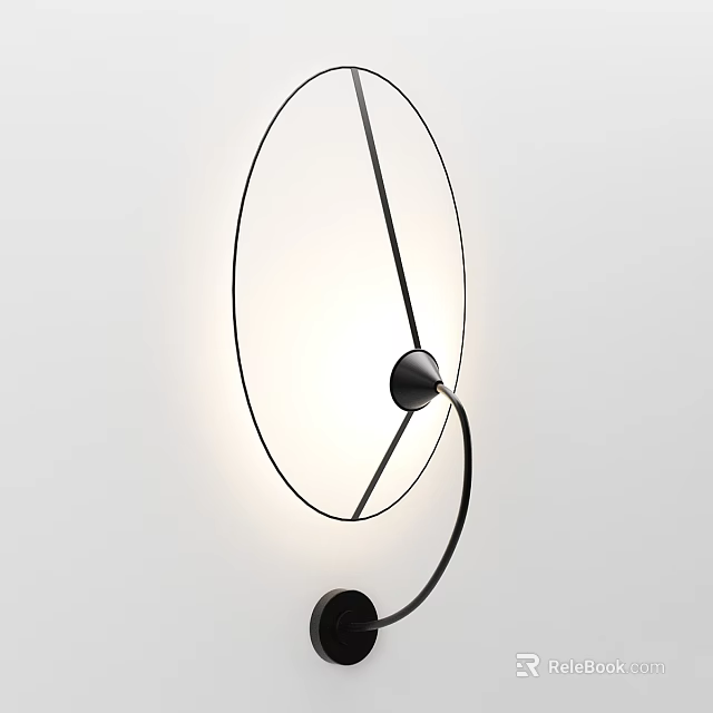 Modern Elegant Wall Lamp With Circular Metal Frame And Sleek Design 3d model