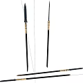 Ancient Style Weapons With Black Shafts Golden Accents And Sharp Spearheads