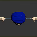Game Film Character With Blue Hair Green Star Top Dark Pants Blue Shoes Arms Outstretched