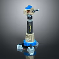 Blue Gray Mechanical Device With Yellow Accent Column Base And Arm Structure 3d model